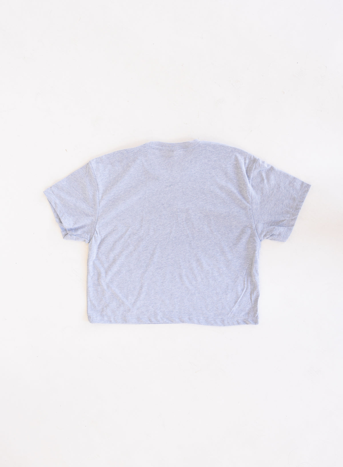 Jags Embroidered Crop Tee, a heather grey crewneck crop tee with a teal and gold embroidered jaguar