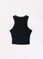 Jags Embroidered Crop Tank, a jet black high-neck crop tank with a teal and gold embroidered jaguar