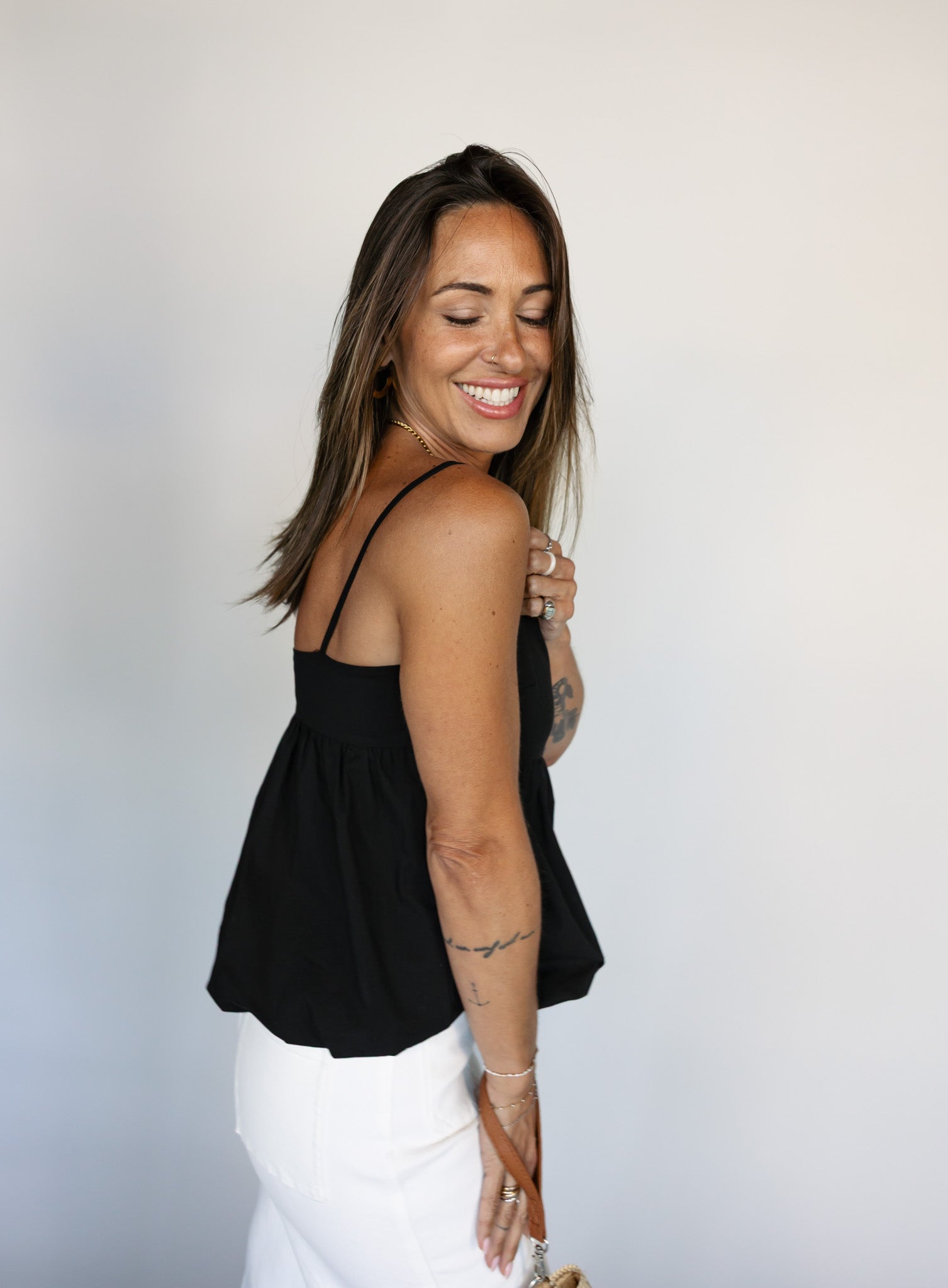 bubble hem cami tops