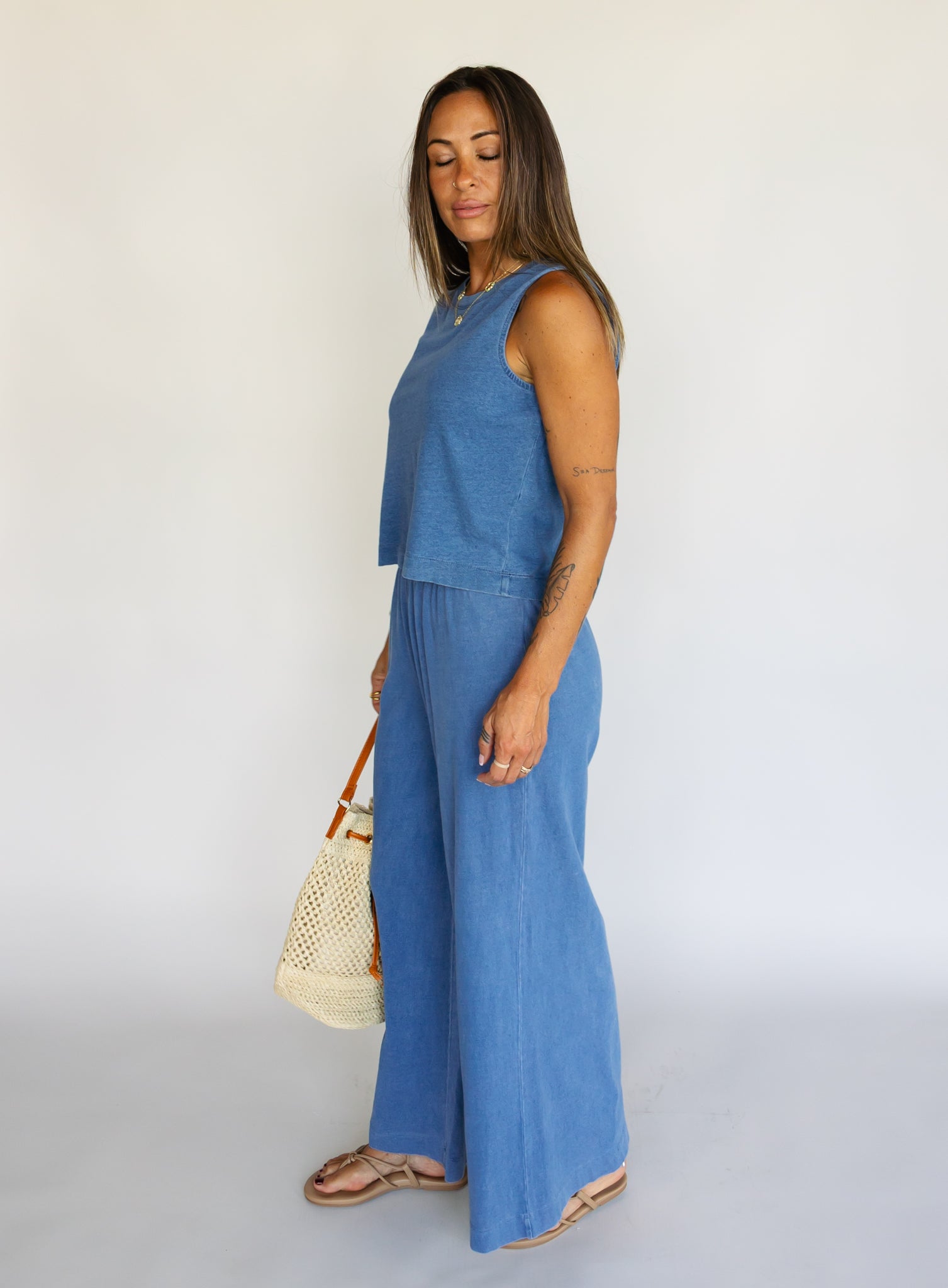 Z Supply: Sloane Jersey Denim Muscle Tank - Vintage Indigo