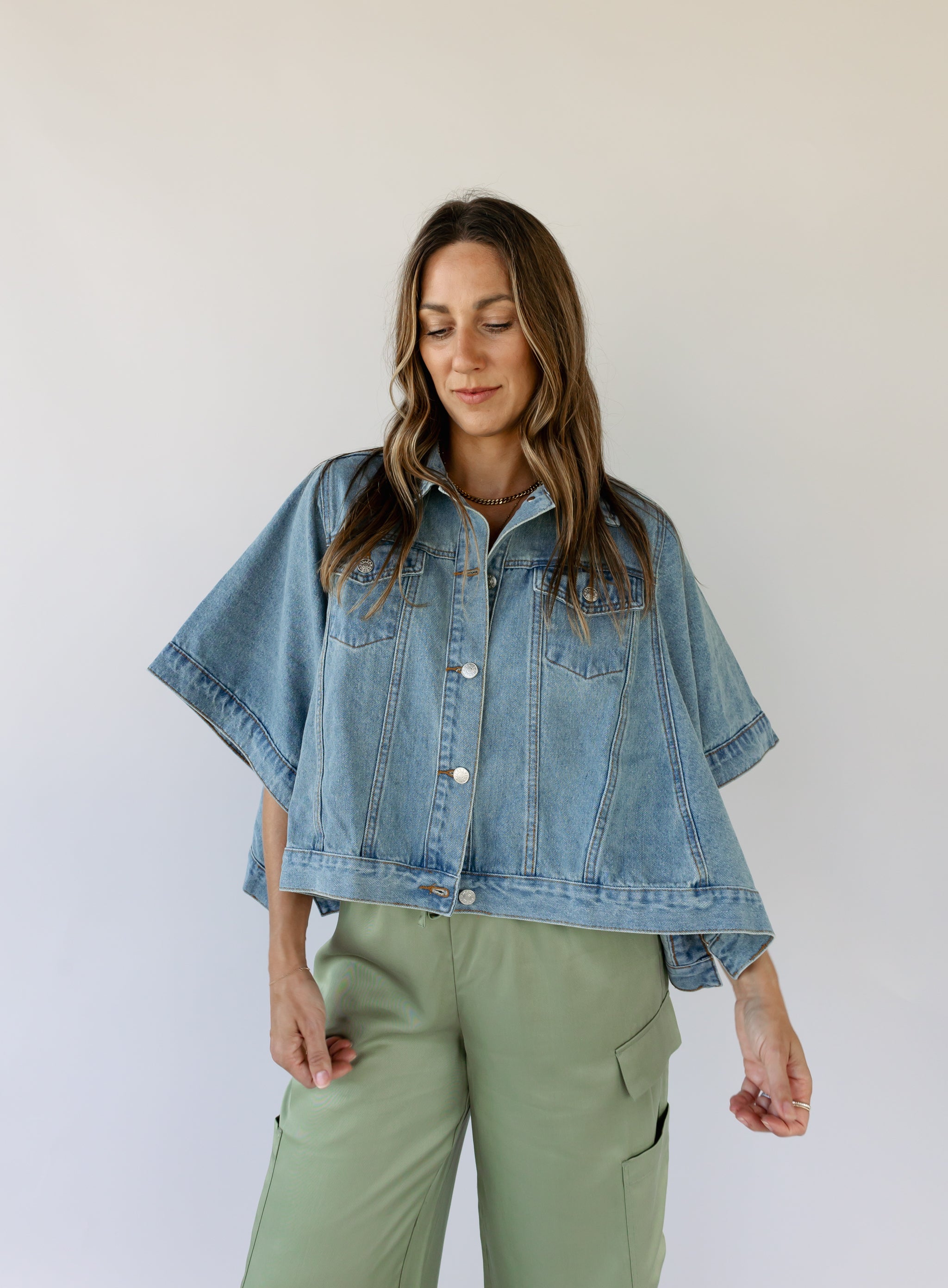 Lola Denim Cape Jacket Fig Willow