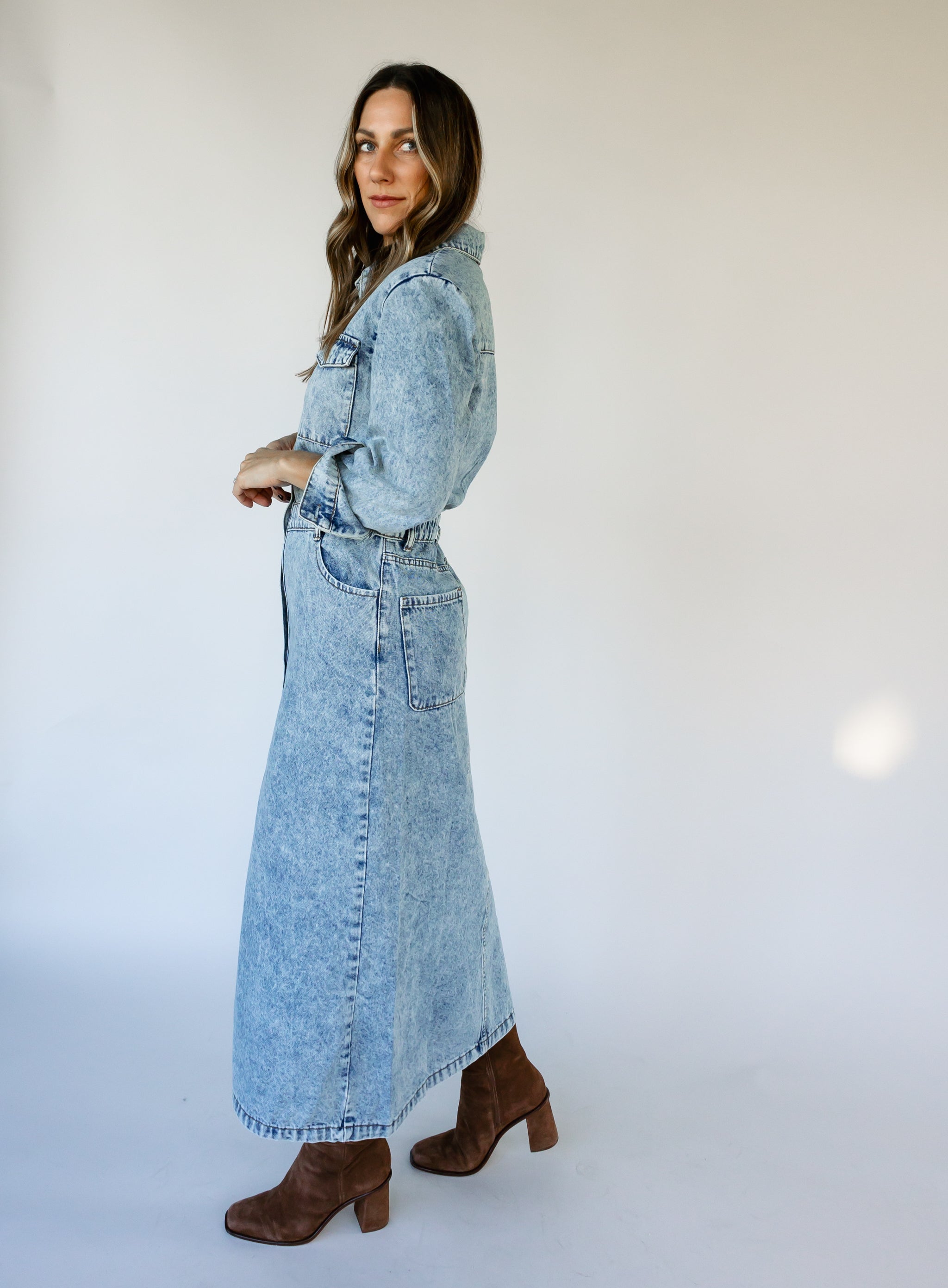 Denim maxi dress best sale